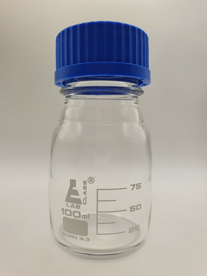 Clear Glass Graduated Reagent Bottles with Screw Caps and Drip